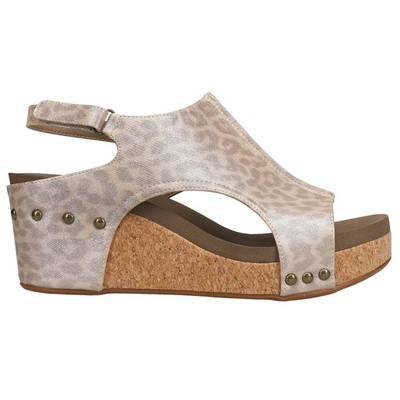 

Corkys Carley Metallic Leopard Wedge Womens Brown Casual Sandals 30-5316-TANMEL, Коричневый, Corkys Carley Metallic Leopard Wedge