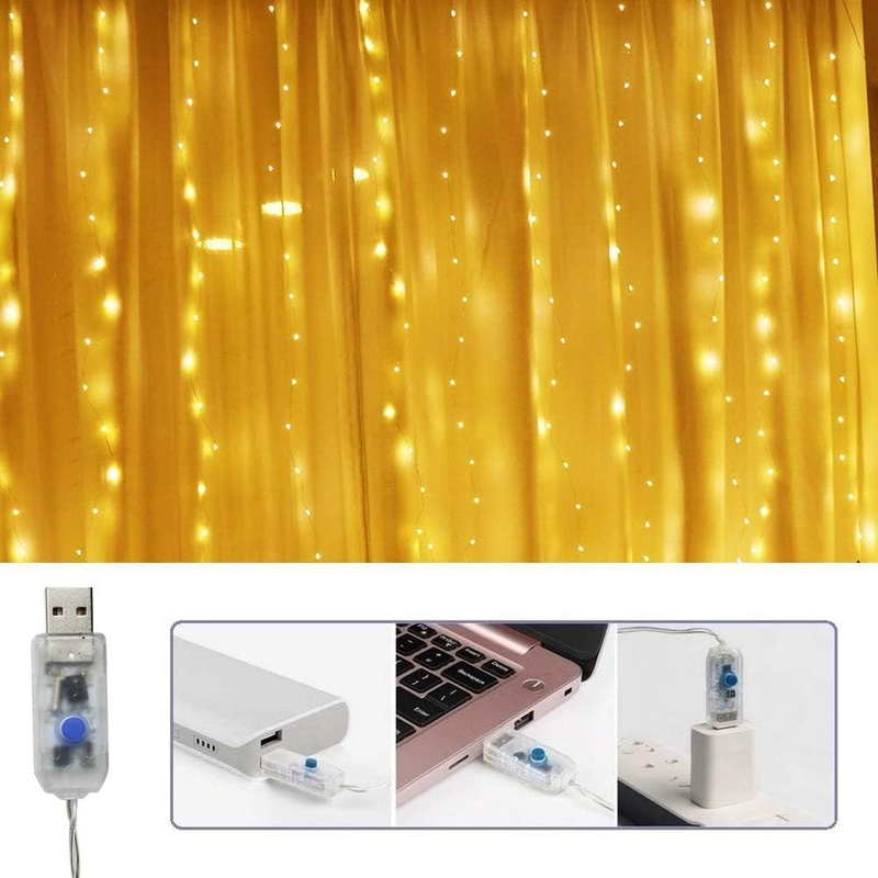2025 New Fairy Curtain Lights for Bedroom 300 LED,  Christmas String Lights USB