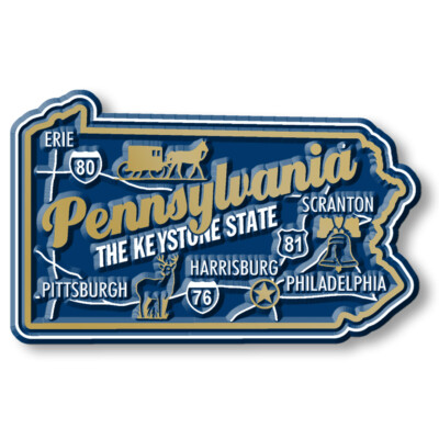 Pennsylvania Premium State Magnet by Classic Magnets, 2.7" x 1.7"