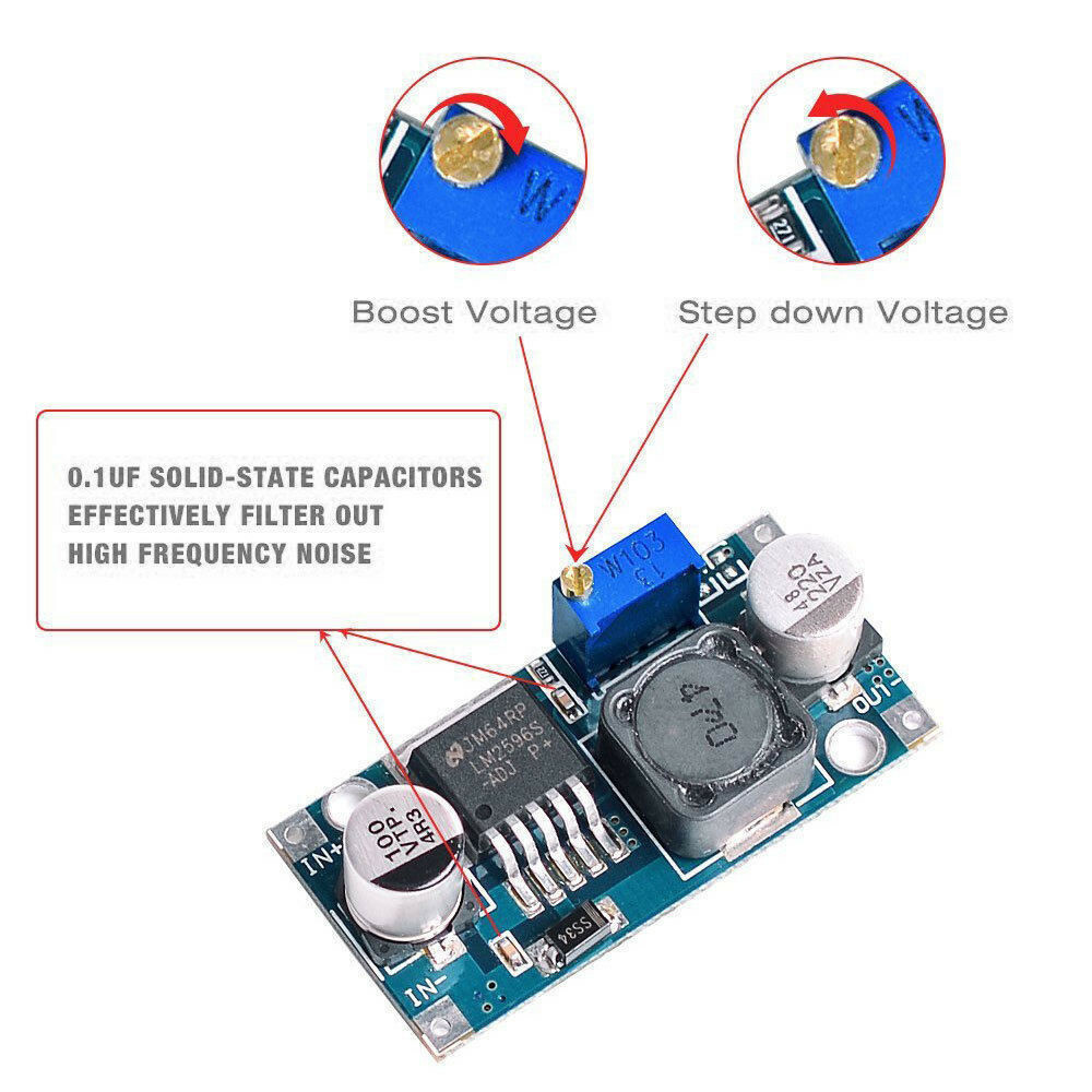 1x 10x LM2596S DC-DC 3A Buck Adjustable Step-down Power Supply Converter Module