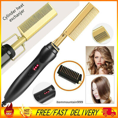 Hair Straightener Flat Iron Straightening Brush Hot Heating Comb Dry & Wet Hair