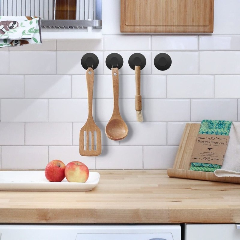 4 Pack Matte Black Towel Hooks Round Wall Hooks Robe Hanger  Bathroom