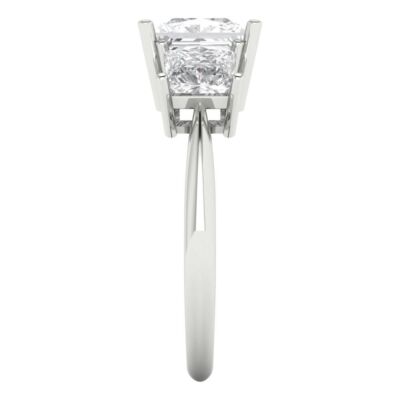 Pre-owned Pucci 3 Princess 3 Stone Lab Created Sapphire Bridal Statement Ring 14k White Gold