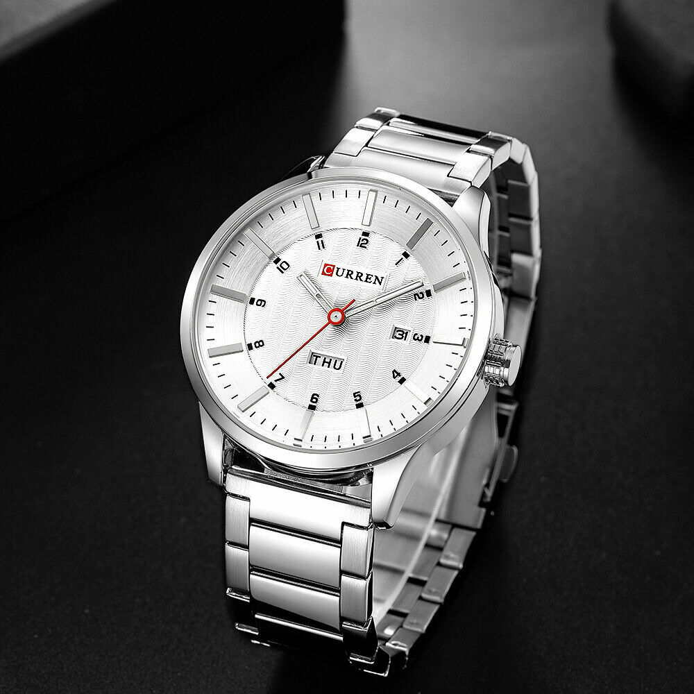 Orologio Polso Curren 8316 Uomo Analogico Quarzo Data Moderno Silver lac