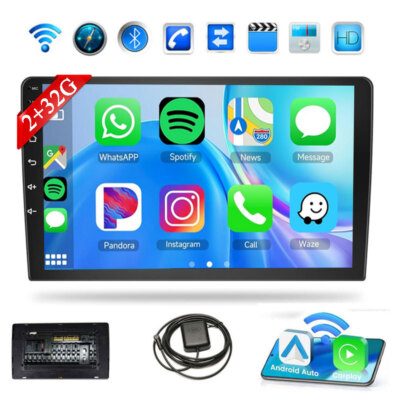 Android 12 2+32GB 10'' 2Din Car Stereo Wireless CarPlay GPS Navi WiFi BT FM Radio
