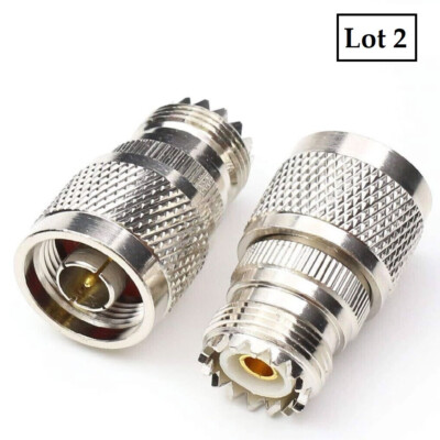 2pcs N-Type Male Plug to SO-239 UHF Female Jack RF Adapter Barrel Connector