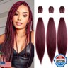 KAVSORAPI Burgundy Braiding Hair 20 Inch Pre Stretched Hair Long Straight Crochet Braids Yaki Texture Synthetic Fiber 3 Packs (118#/Burgundy)