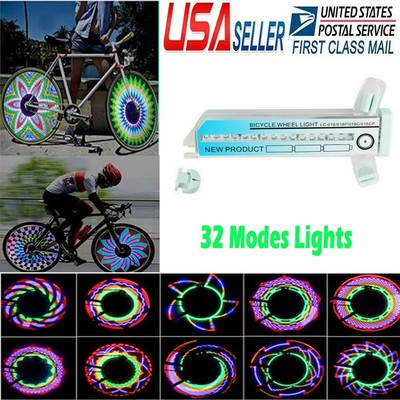 USA Colorful Bike Lights Cycling Wheel Spoke Signal Light 32 LED 32-pattern New