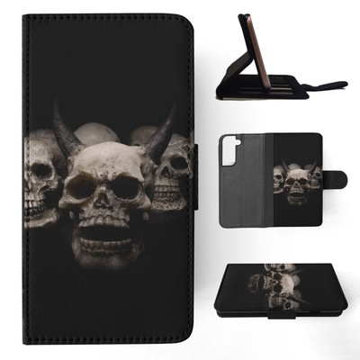FLIP CASE FOR SAMSUNG GALAXY|COOL DARK EVIL SKULL #2