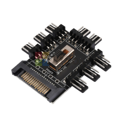 Splitter Cooling Fan Hub Power Socket Adapter 8-way 3-pin PWM Governor IDE/SATA