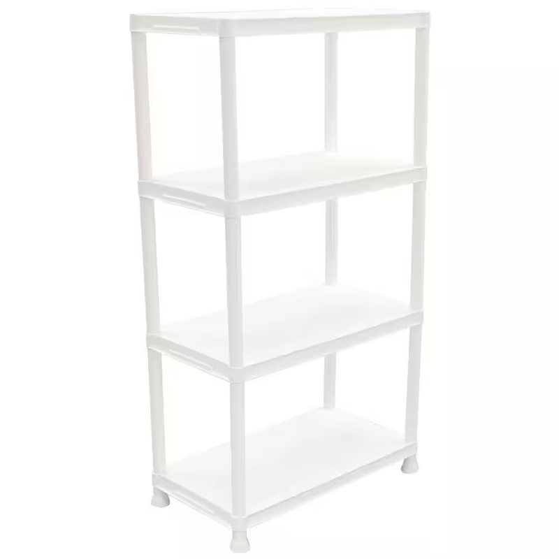 Plastic Garage Storage Shelving Unit 4 Tier Utility Shelf Organizer Gray Rack