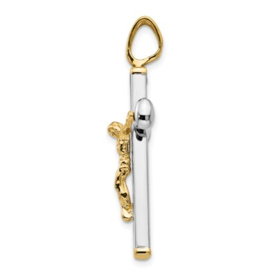Pre-owned Superdealsforeverything Real 14kt Two-tone Polished Crucifix Pendant