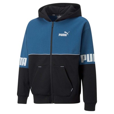 

Толстовка Puma Power с цветными блоками и молнией на молнии для мальчиков, размер , повседневная спортивная верхняя одежда, Синий, Puma Power Colorblock FullZip Hoodie Youth