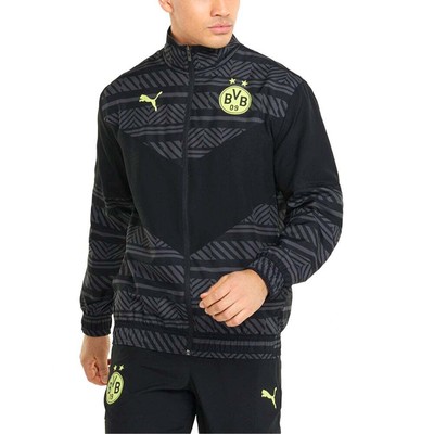 Puma Bvb Prematch Full Zip Футбольная куртка Мужские черные пальто Куртки Верхняя одежда 7650