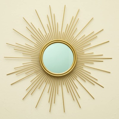 Sunburst Mirror, 24'' Boho Mirror, Gold Sun Decorative Mirrors for Wall Decor,...