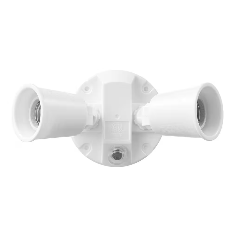 Defiant Dusk to Dawn Outdoor Security Flood Light 2 Head PAR38 White Hardwired