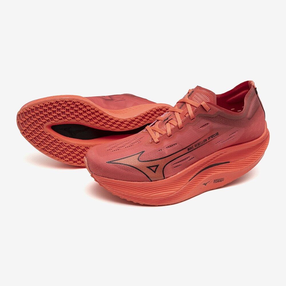 Pre-owned Mizuno Running Shoes Wave Rebellion Pro 2 Red/black U1gd2417 02 2024 Unisex