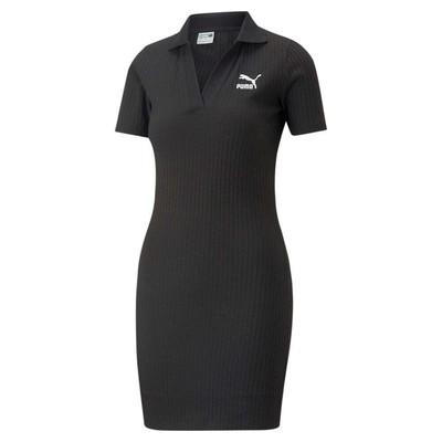 

Платье-футболка с короткими рукавами Puma Classics в рубчик с v-воротником, женское, повседневный размер , 53, Черный