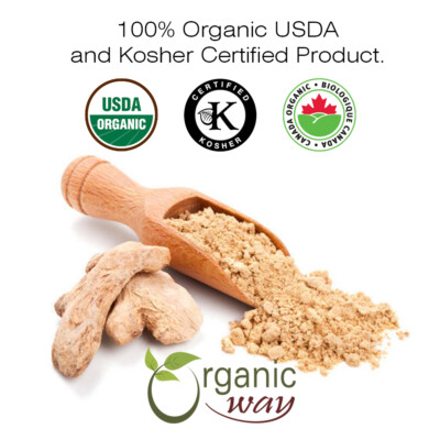 Organic Way Ginger Root Powder - Organic, Kosher & USDA Certified (1LBS / 16Oz)