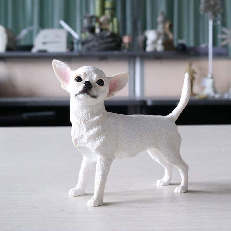 4.72" Statue Sculptures Simulation Animal Model Chihuahua Car Crafts Dog Decor