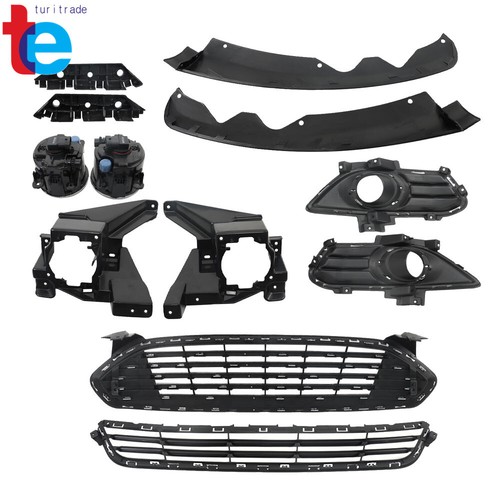 Front Bumper Cover & Grill W/ Fog Light Covers For 2013-2016 Ford Fusion