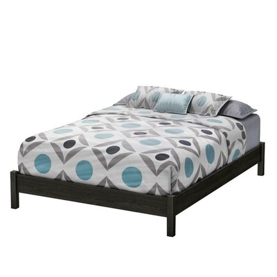 Platform Bed Frame Queen Size Headboard Bedroom Particle Board Wood Gray Oak New