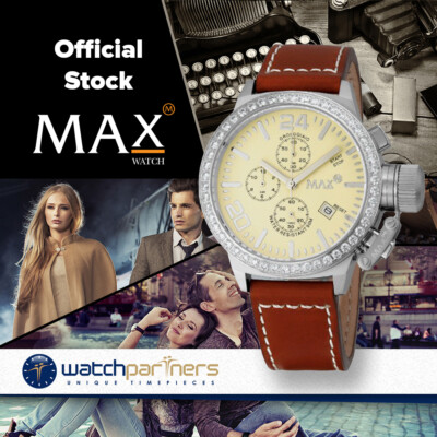Pre-owned Max Watch The Classic Chrono 5atm Yellow Cz Dial S/steel Case Diameter 36/47mm
