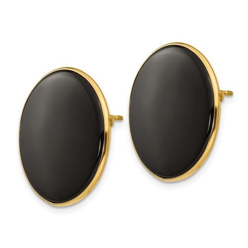 Pre-owned Goldia 14k Black Onyx Earrings In Yellow