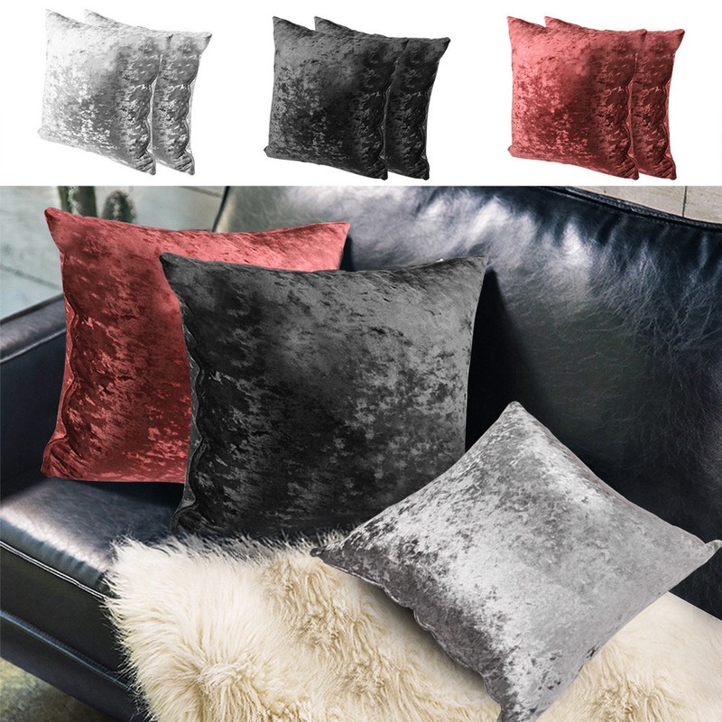 2x Crushed Velvet Scatter Covers Pillow Case Sofa Cushion Cover