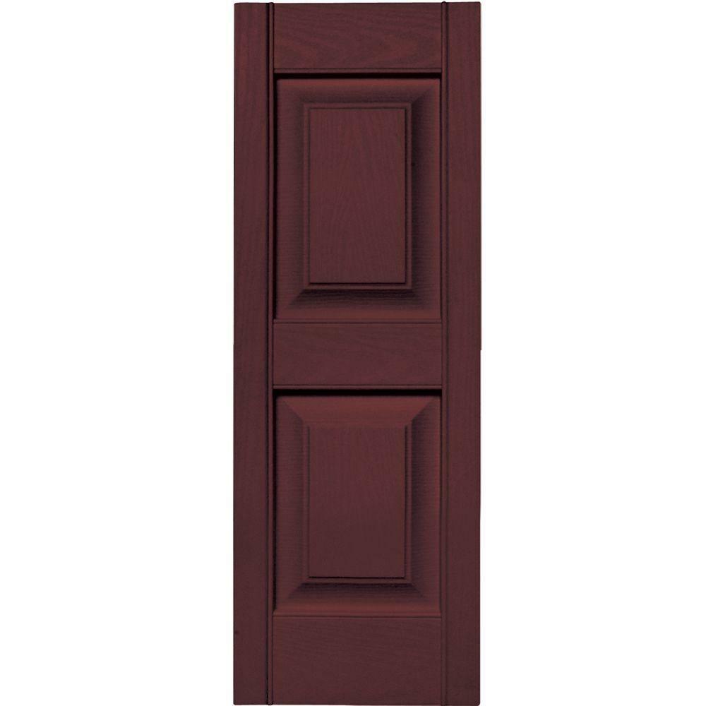 12x35 In Bordeaux Exterior Shutters Pair Raised Panel Vinyl