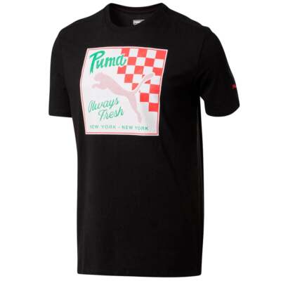 

Puma Nyc Slice Crew Neck Футболка с коротким рукавом Мужские повседневные топы размера  596500-03, Черный, Puma Nyc Slice Crew Neck Short Sleeve T-Shirt