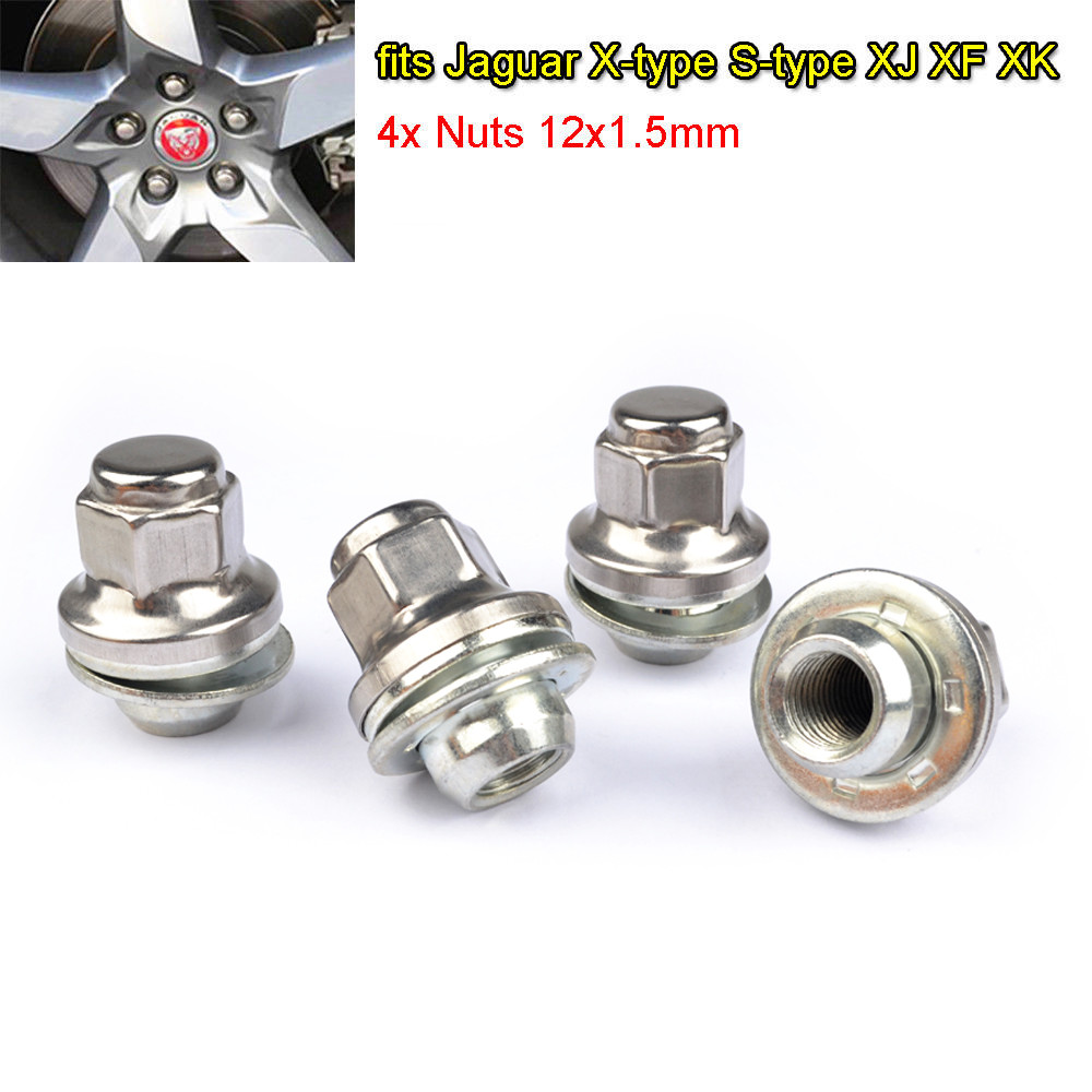 4x Jaguar Xtype / Stype XJ XF XK Alloy Wheel Nuts Bolts 12x1.5mm Flat