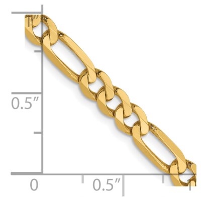 Pre-owned Samajewelers Real 14k Yellow Gold 4.75mm Flat Figaro Chain Chain Bracelet; 8 Inch