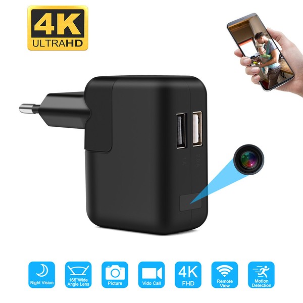 4K Wifi Wireless Mini Camera Dual USB Wall Charger Motion Detection DVR Camera - Image 4