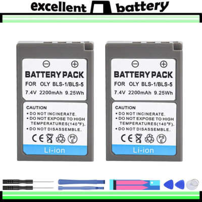 2x 2200mAh Battery for Olympus BLS-01 BLS-1 BLS-5 BLS-50 PS-BLS1 PS-BLS5 Camera