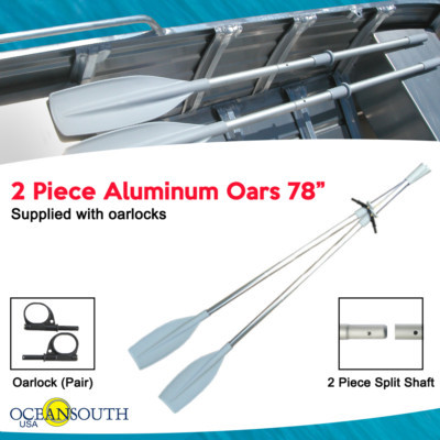 Oceansouth Pair Of Oars 78'' Long With Oar Locks , Split Shaft