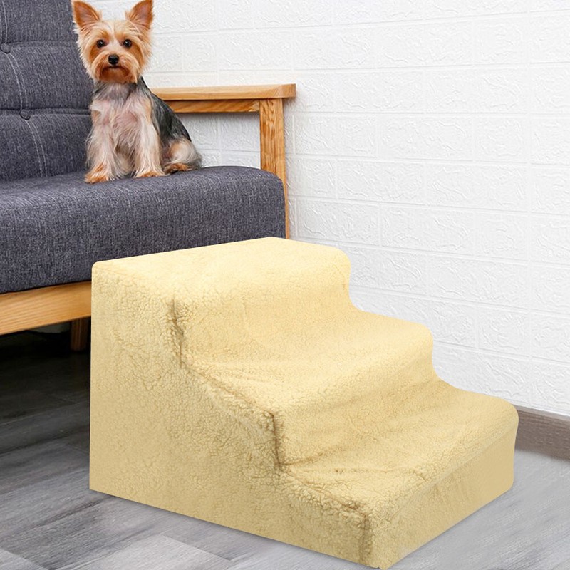 Pet Puppy Doggy Dog Stairs Plastic 3 Steps Ladder Ramp Washable Cover