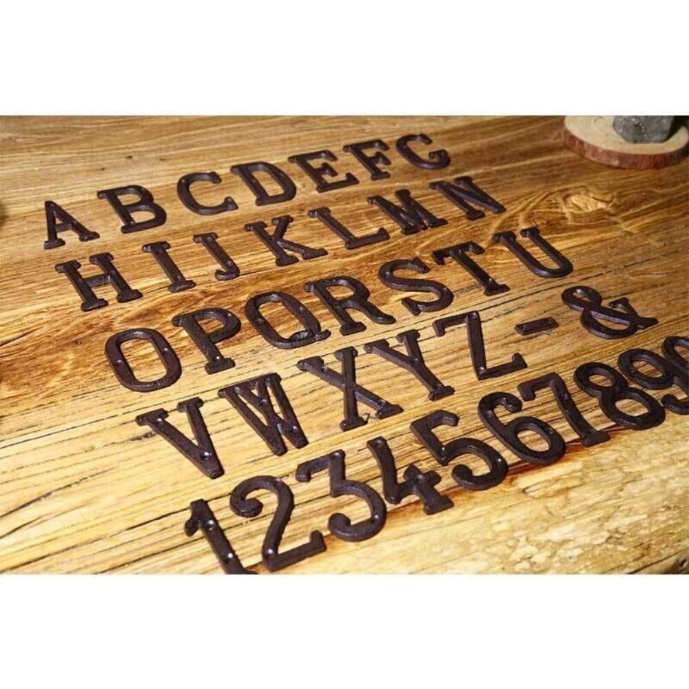 NEW Cast Wrought Iron Black Antique House Door Address Alphabet Letters Numbers