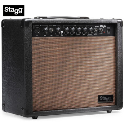 NEW Stagg 40 AA R USA Acoustic Guitar Amplifier With Spring Reverb + 10'' Speaker