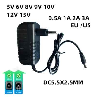 DC5V 6V 8V 9V 10V 12V 15V 0.5A 1A 2A 3A Universal Power Adapter Supply adaptor 