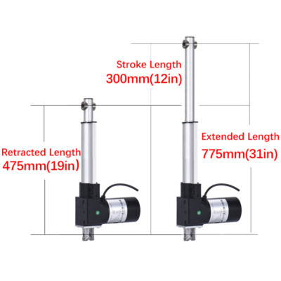 6000N 1320lbs 12V Linear Actuator Heavy Duty 20inch Stroke 12'' - 40'' 4mm/s Speed