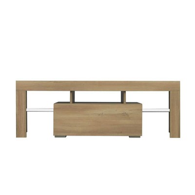 51.18"w Wooden W/ Led Rgb Lights Tvs Up To 60" In Medium Woo