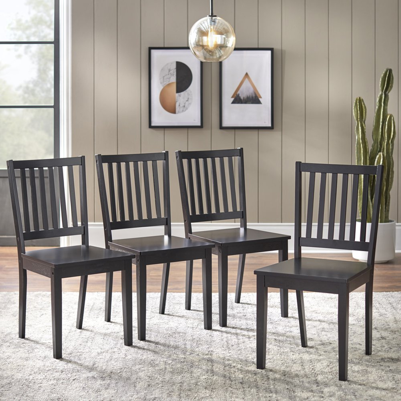 Set Of 4 Black Or Espresso High Back Armless Classic