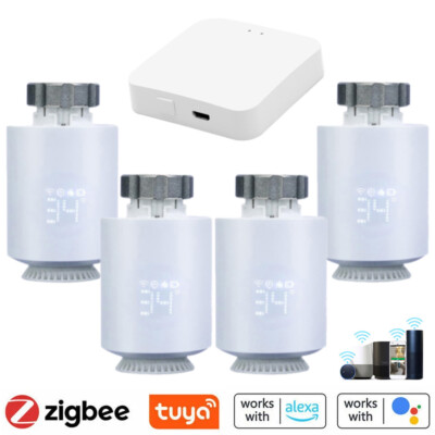 1-10 x Tuya ZigBee Smart Thermostat Radiator Valve TRV Programmable Alexa/Google