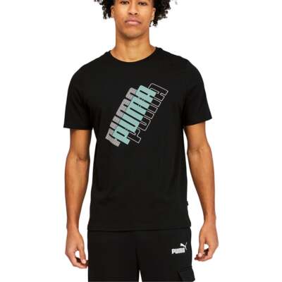

Футболка Puma Power Logo с круглым вырезом и короткими рукавами мужская черная спортивная повседневная 670433, Черный, Puma Power Logo Crew Neck Short Sleeve T-Shirt