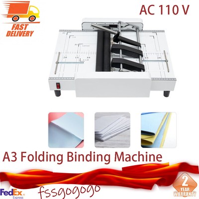 A3 Booklet Folding Binding Machine Paper Stapling Making Book Stapler Office 60W