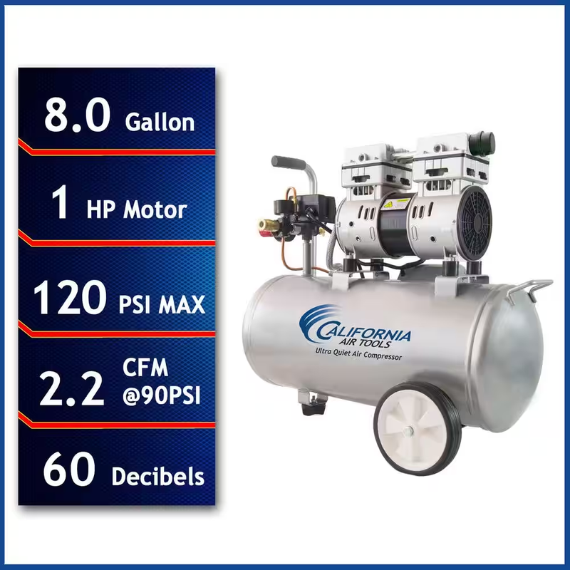 8.0 Gal. 1.0 HP Ultra Quiet and Oil-Free Electric Air Compre