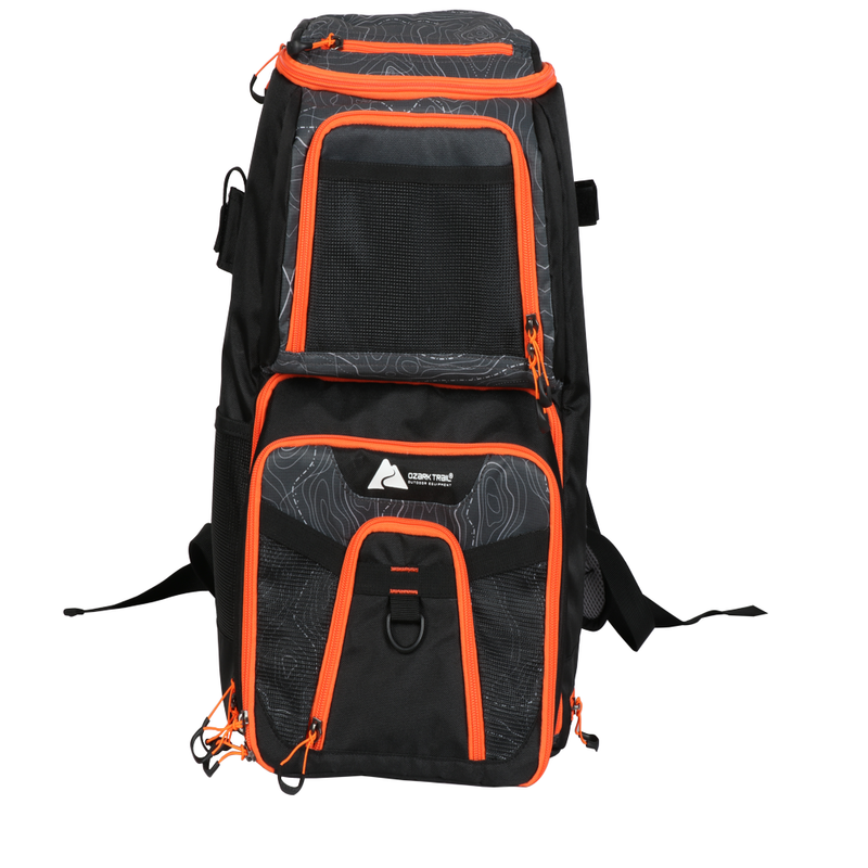 Ozark Trail Elite Fishing Tackle Storage Backpack with Bait Cooler, Black