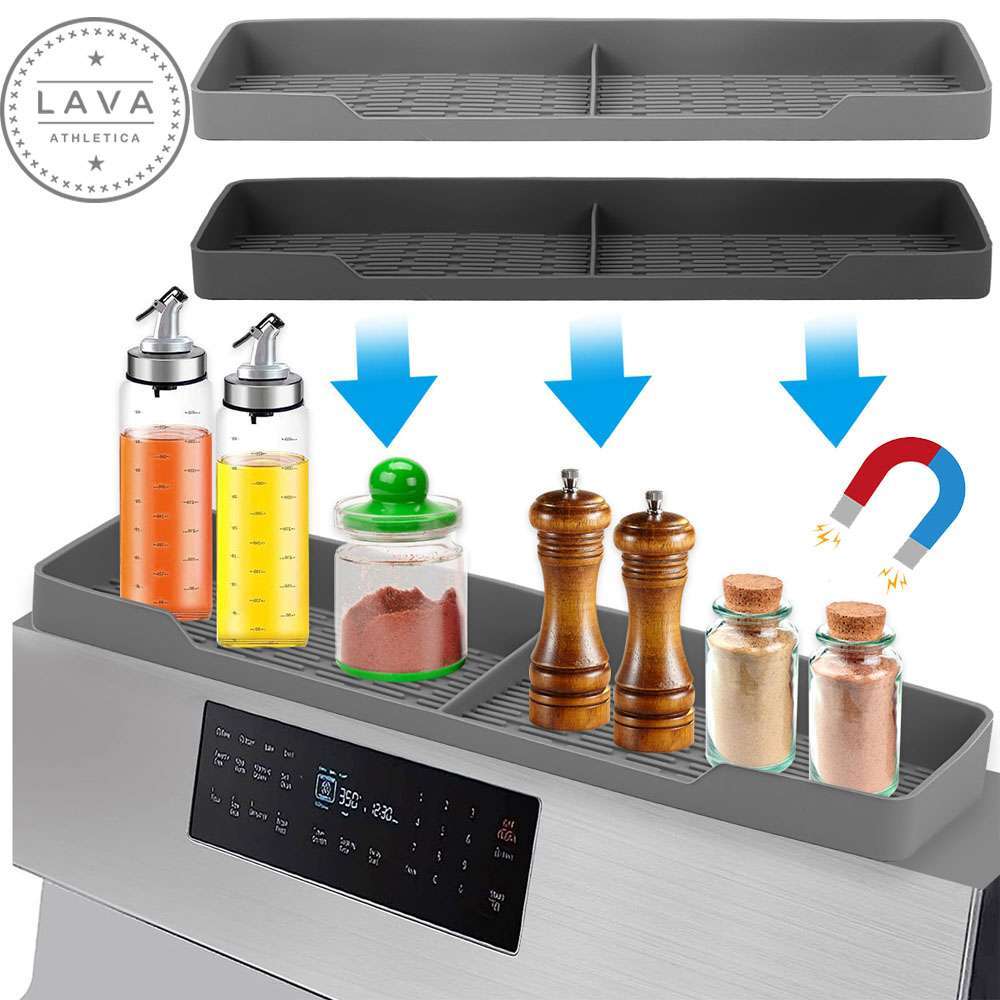 Magnetic Over The Stove Top Kitchen Shelf Non-Slip Silicone Spice Storage Rack