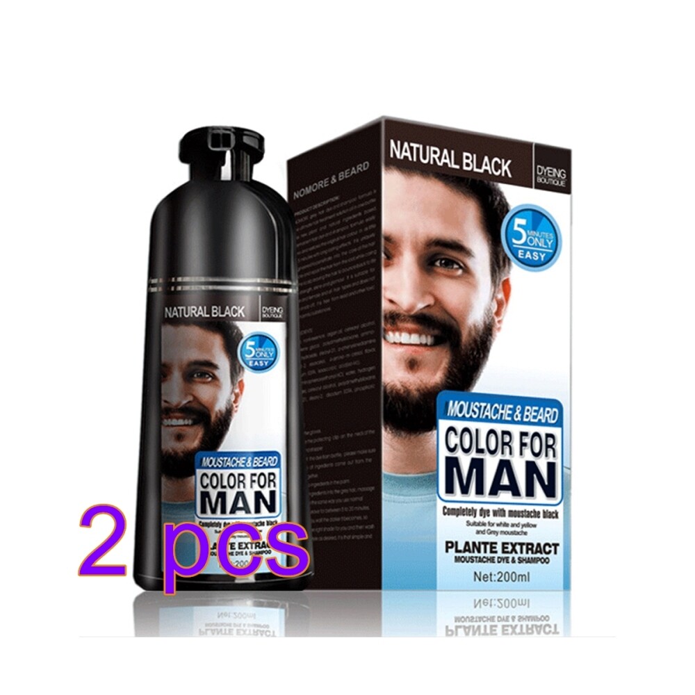 Permanent Men Beard Hair Colouring Dye Tint Cream Moustache Blackening Shampoo